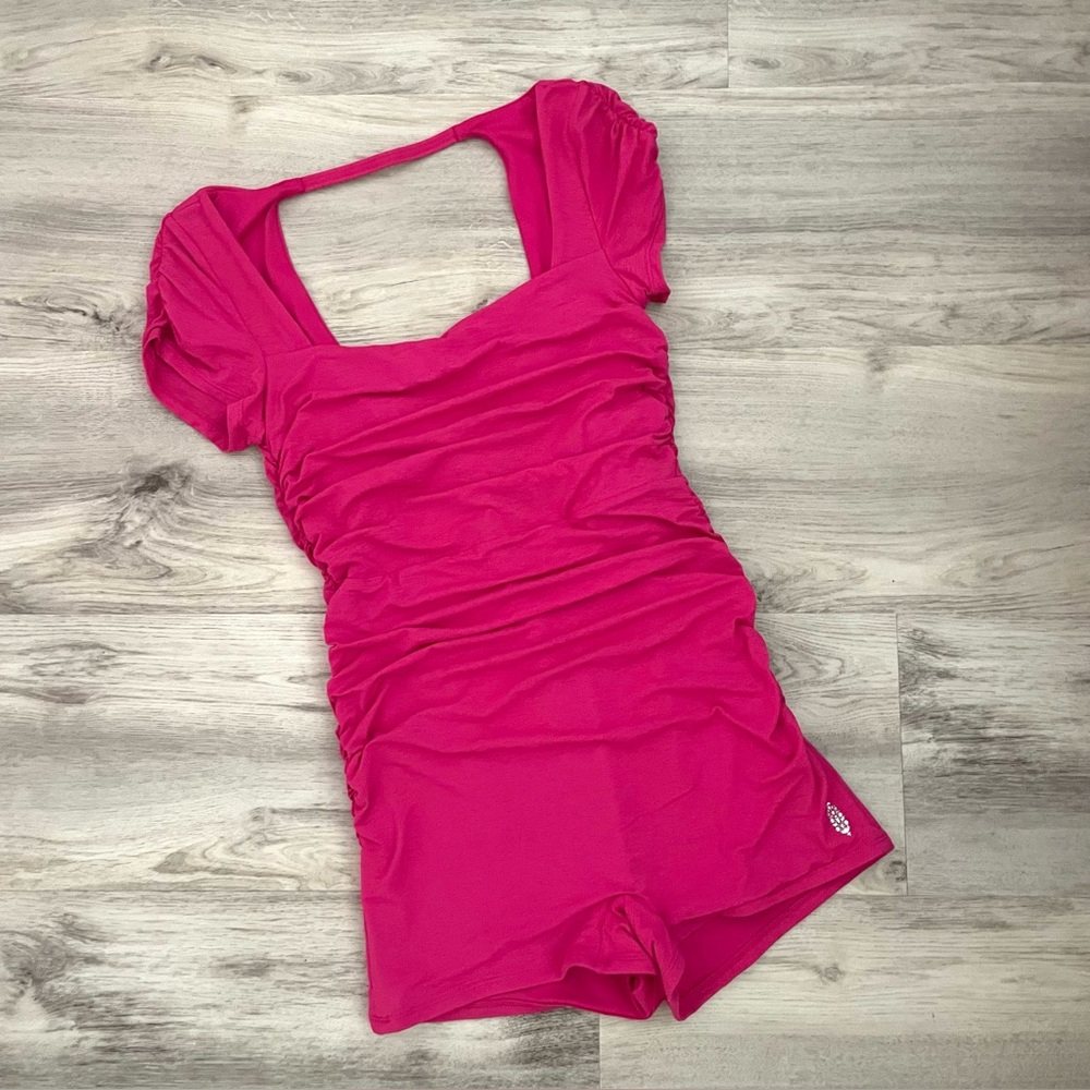 NWOT FP MOVEMENT PIROUETTE SHORTSIE ROMPER PNK ROSE Med - Picture 3 of 13